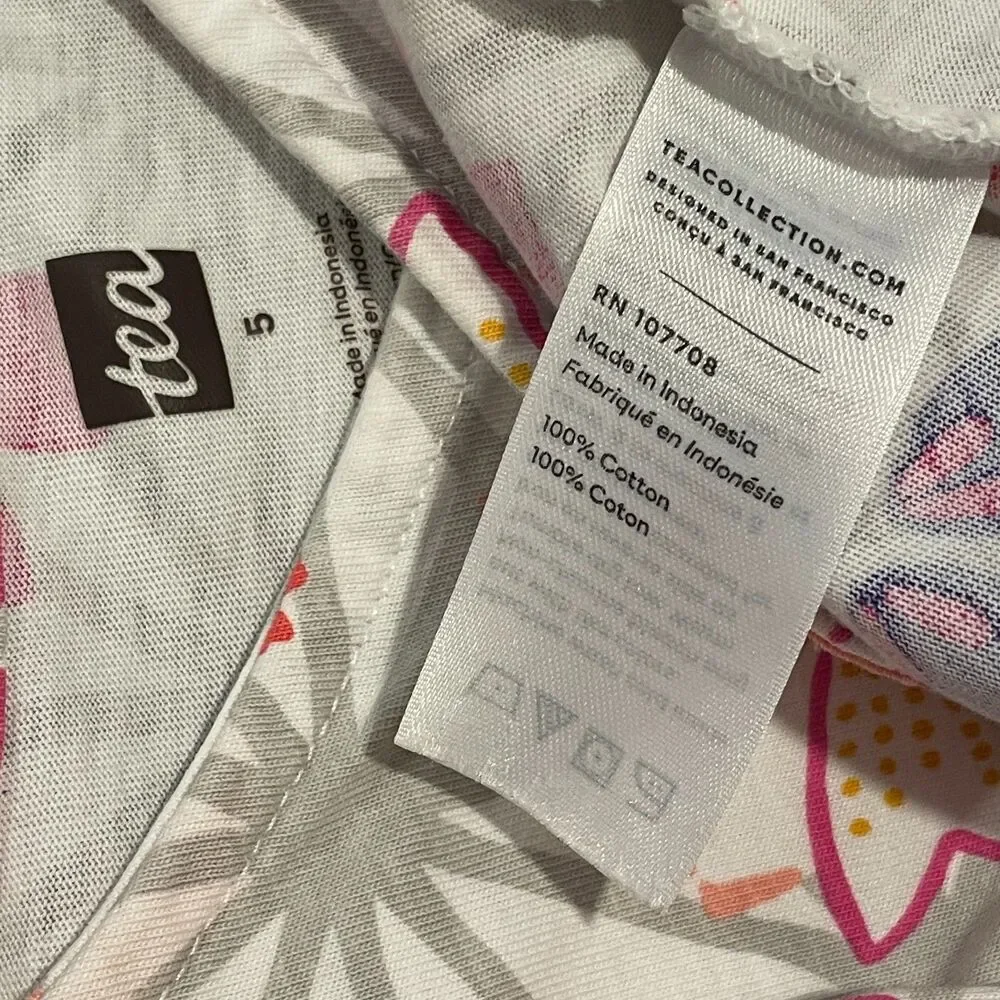 ~ Tea Dress, 5 Girls, Floral, Long Sleeve, Wrap, Pink Gray Purple Cotton Stretch